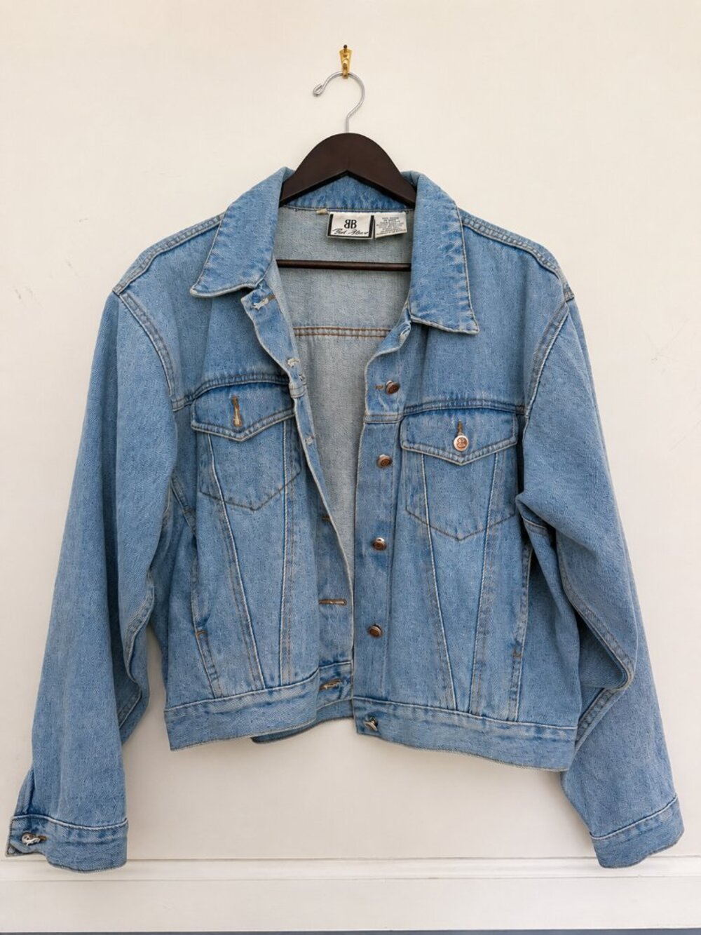 BB Dakota Light Wash Denim Jacket Women's Large 100% Cotton Trucker Jacket